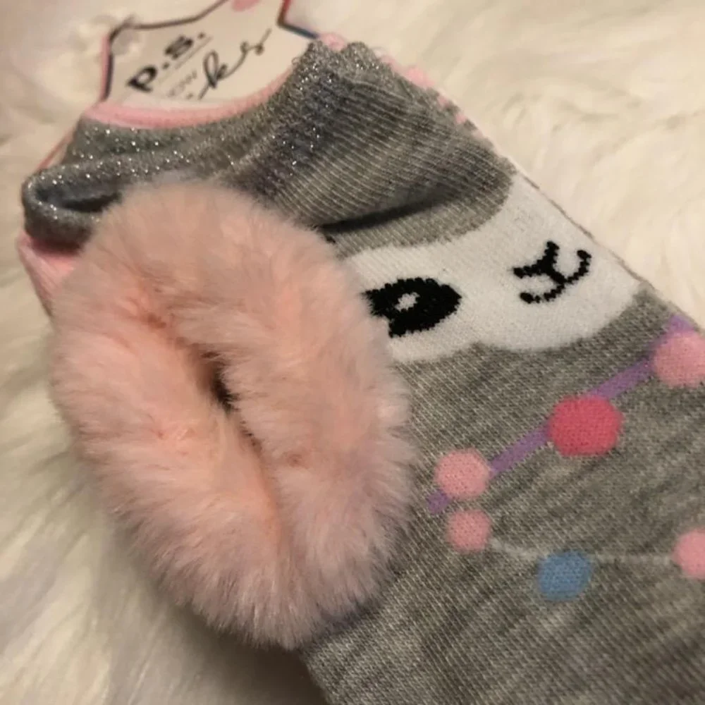 Aeropostale Llama Socks & 1 Faux Fur Scrunchie